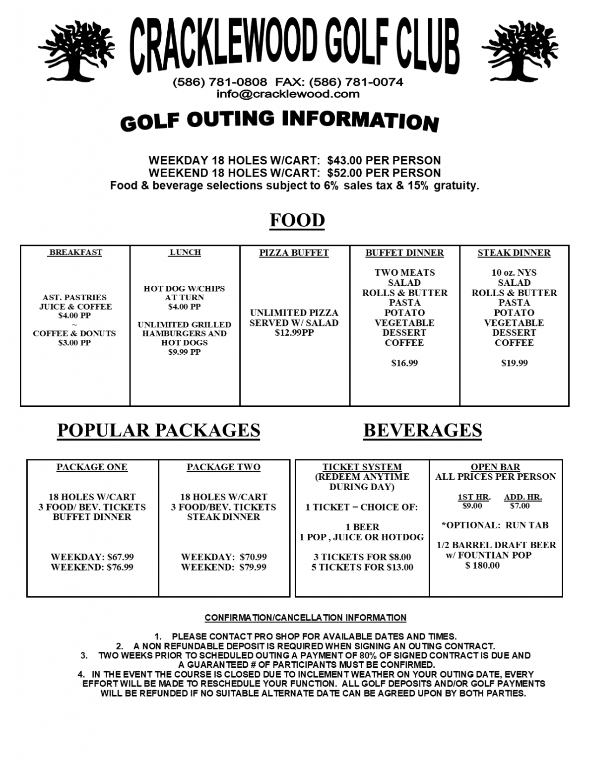 Golf Outings - Cracklewood Golf Club